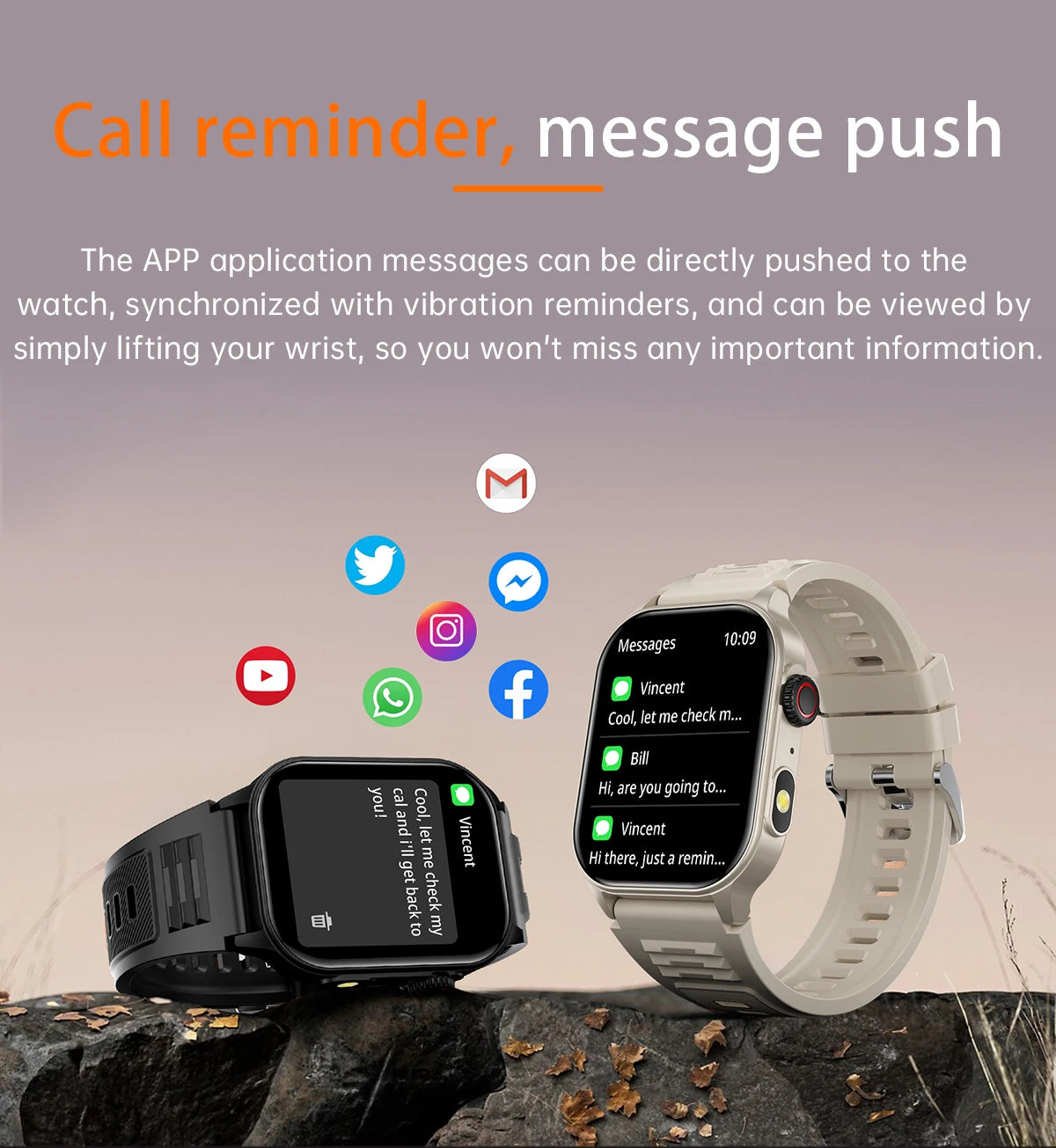 LIGE New Smart Watch LED Flashlight Military Sport Watches/2.01'' Screen Health Monitor Bluetooth Call Waterproof Smartwatch Men