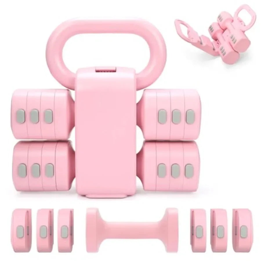 Adjustable 2-in-1 Convertible Kettlebell Dumbbells Set 4 in 1/Free Weights Dumbbell Set of 2 Each 2.2 3.3 4.4 5.5lb Quick Change