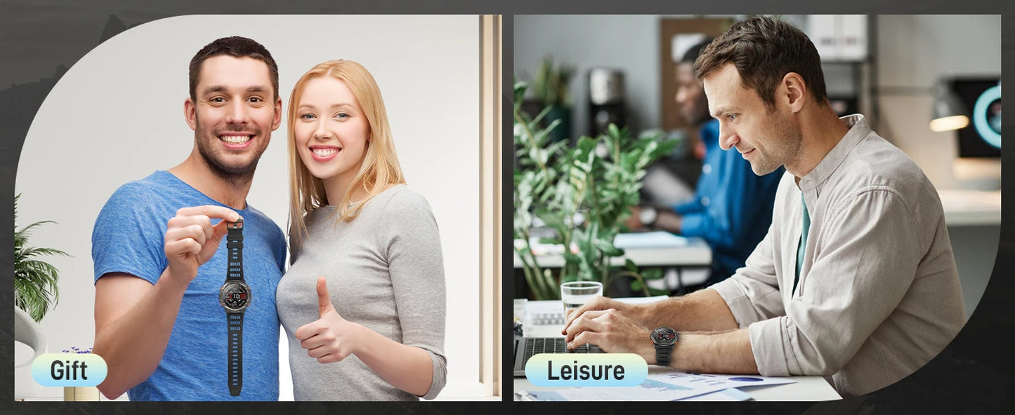 EIGIIS 1.45 Inch Smart Watch KE5 3ATM Waterproof Original Design/Sports Watch With Compass And Altitude Barometer LED Flashlight