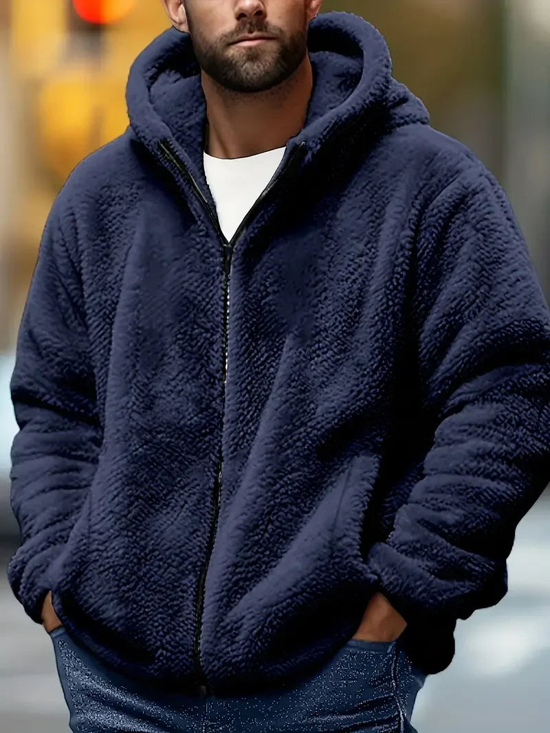 Men's Coral Fleece Jacket Hoodie Thickened Autumn Winter/Warm Zipper Hooded New Arrival Comfortable Sweatshirt