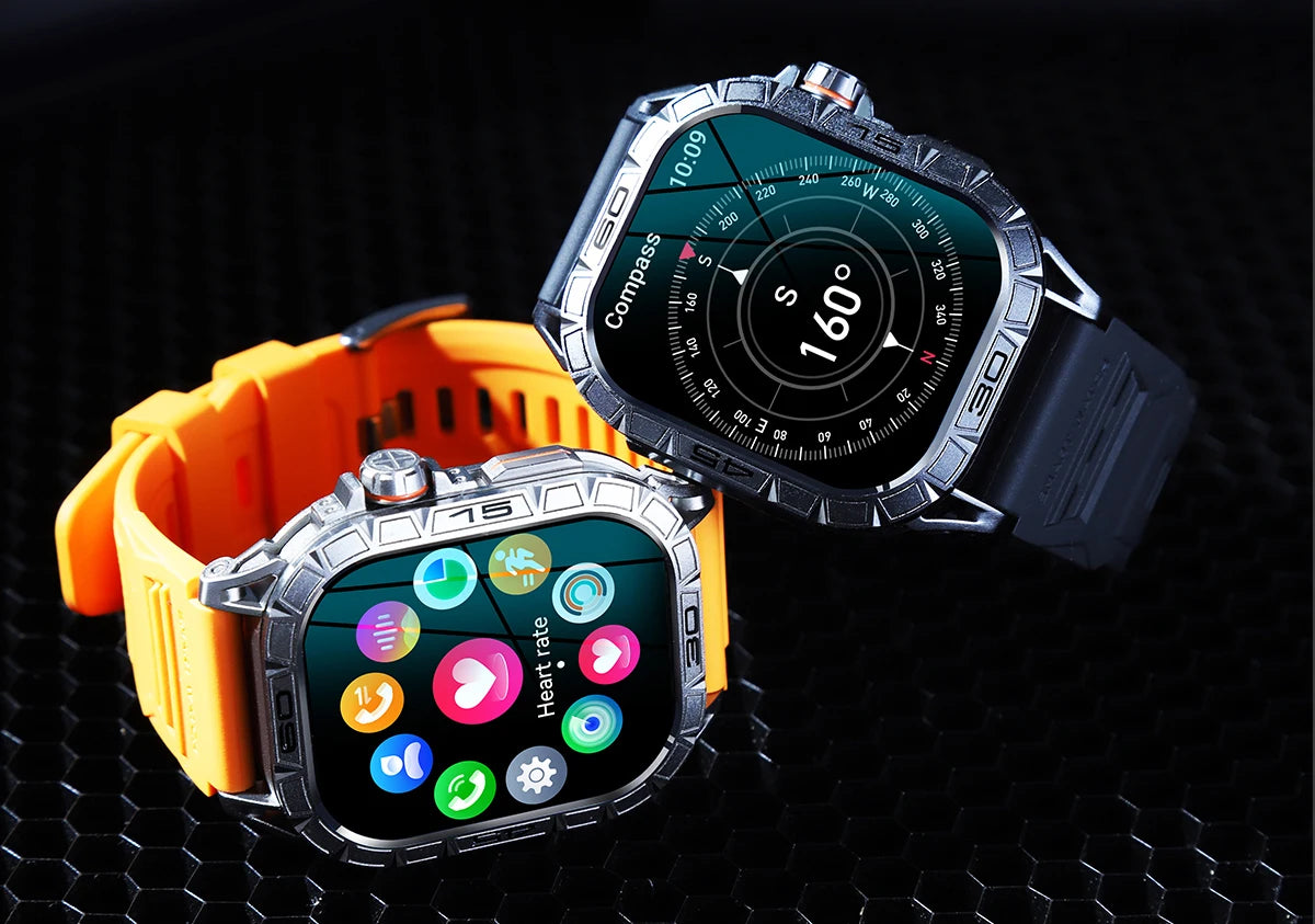 EIGIIS New Smart Watch ED Display 100+ Sport Mode With Compass/IP68 Waterproof Bluetooth Call Heart Rate Blood Pressure Men K63