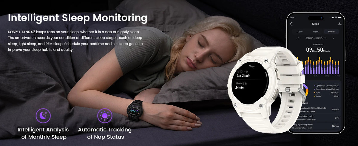KOSPET TANK S2 GPS Smart Watch For Women Compass Altimeter Barometer/Bluetooth Call AI Voice AMOLED IP69K Waterproof Smartwatch