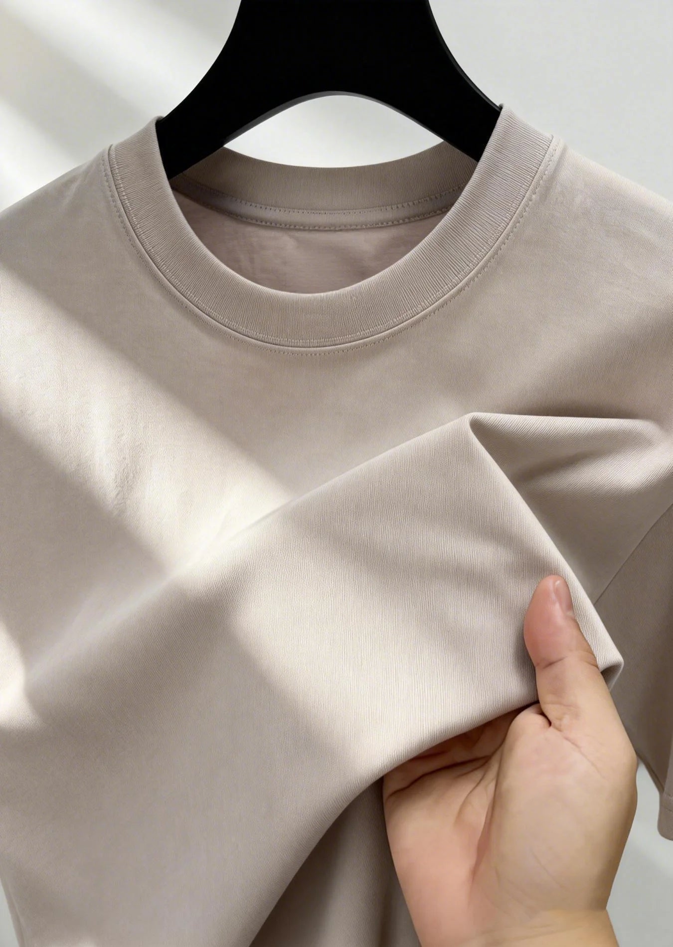 Men's 220g cotton washed T-shirt Retro heavyweight short sleeved/casual shirt solid color round neck short sleeved shirt