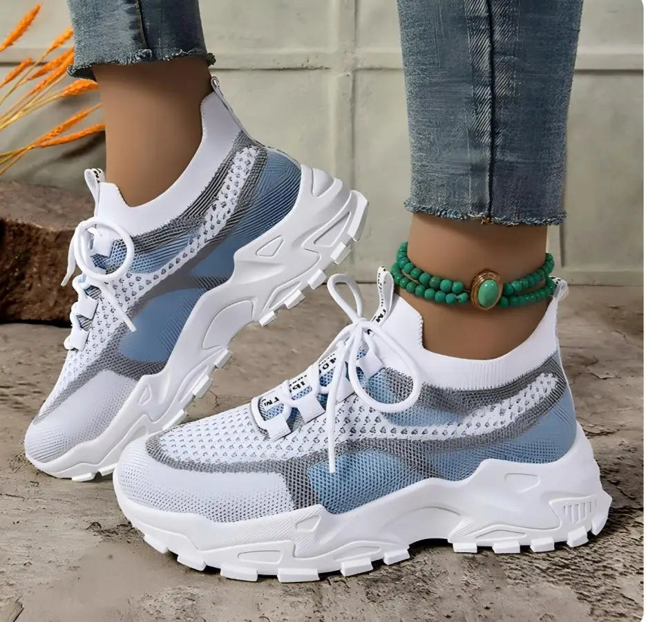 Breathable Mesh Chunky Platform Sneakers Women Lightweight/Casual Shoes Lace Up Non-slip Shoes For Streetwear
