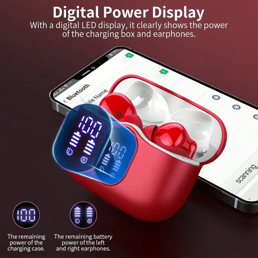 Ordtop Wireless Earbuds Bluetooth Headphones 48H Playtime Ear Buds/With LED Power Display, IPX7 Waterproof Bluetooth 5.4 Earphones