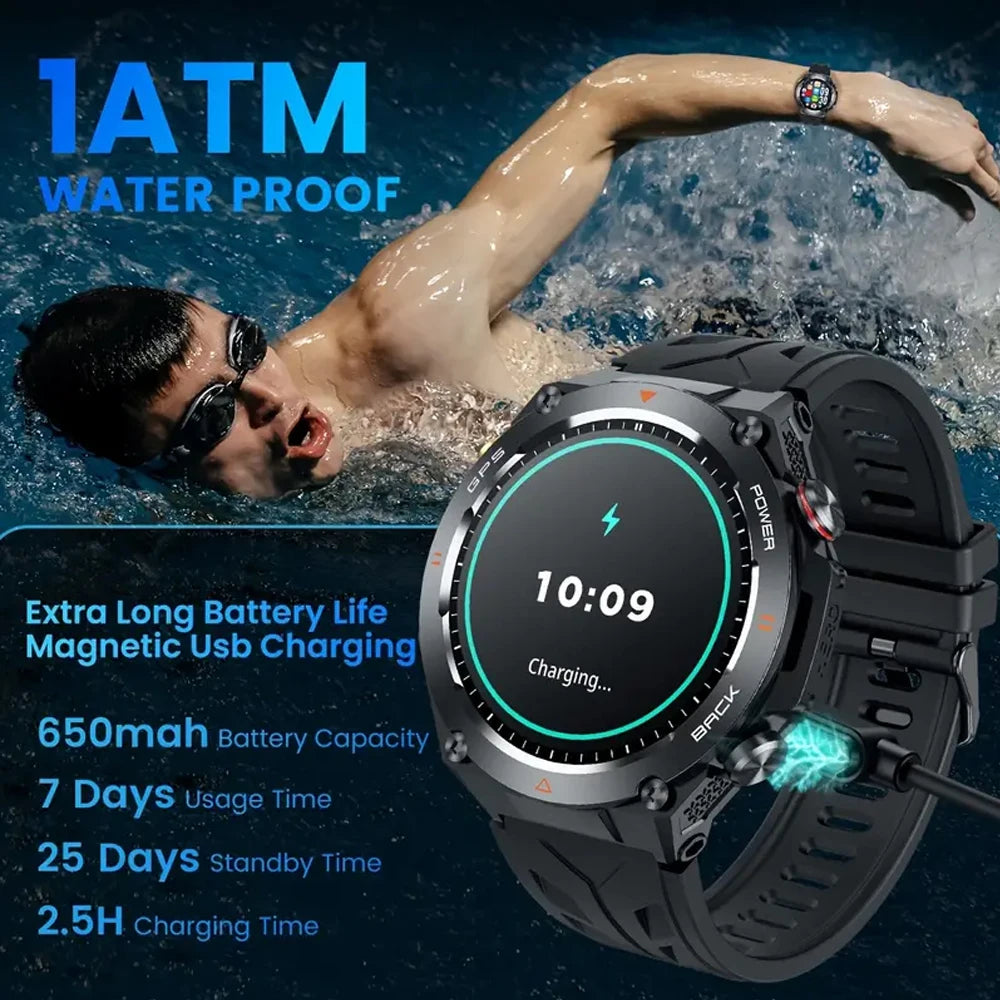 SENBONO New GPS Smart Watch 1.45” HD  Display Built-in GPS Bluetooth Phone Call/1ATM Waterproof Military Sports Smartwatch for Men