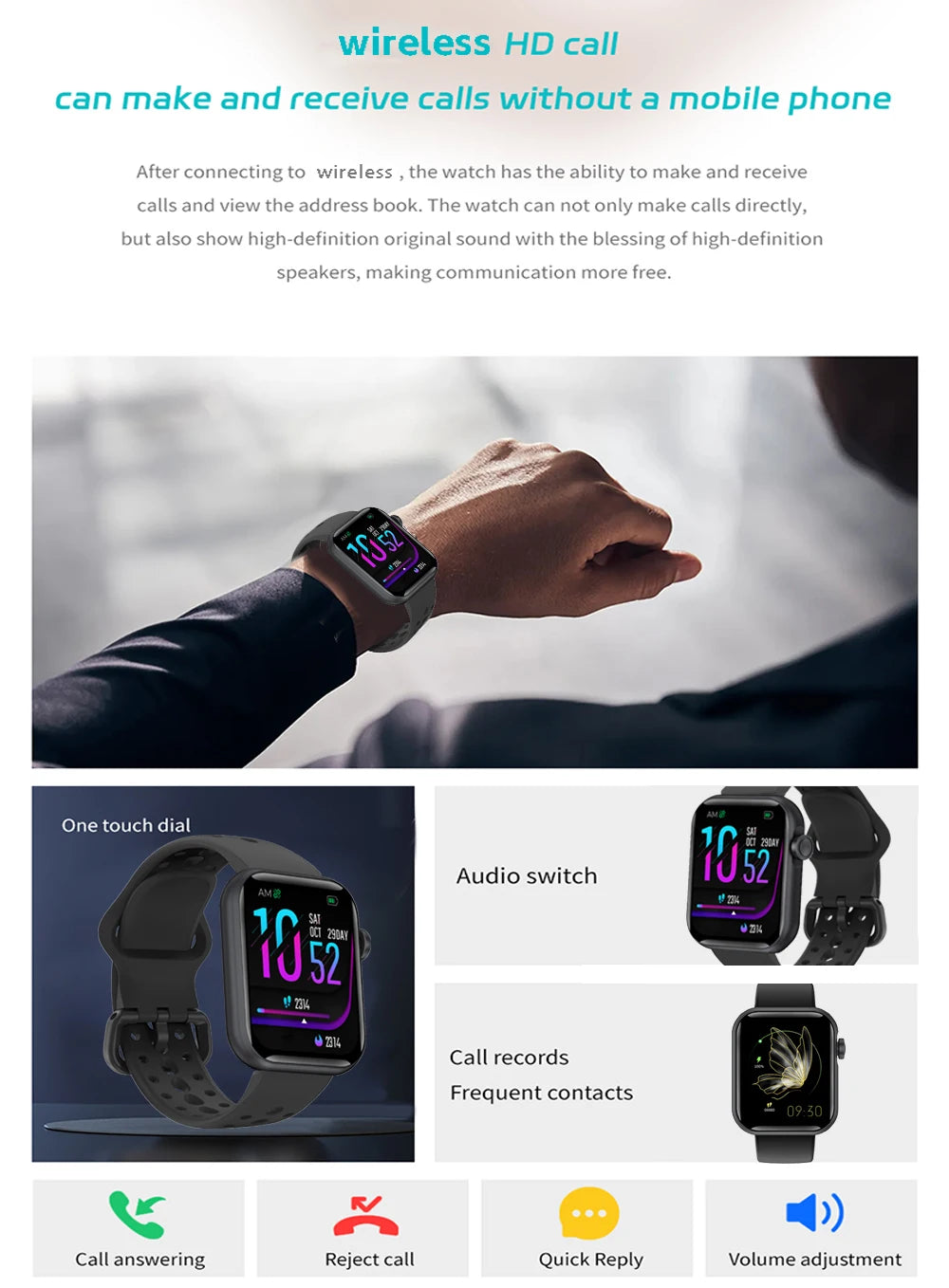 Smart Watch, for Men and Women (Answering/Making Calls) Fitness Tracker/More than 120 Sports Modes, Sleep Monitoring, Pedometer