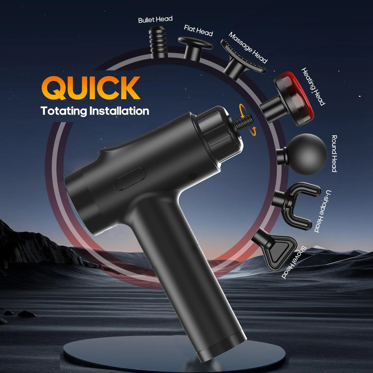 LINGTENG Deep Tissue Massage Gun, Portable Electric Muscle Massager 20‑Speed Levels/7 Massage Heads 1800mAh Rechargeable Battery