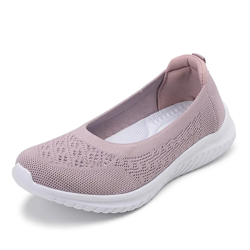 Women Knit Sneakers Slip On Flat Shoes Lightweight Loafers/Walking Sneakers Nursing Flats for Indoor Outdoor