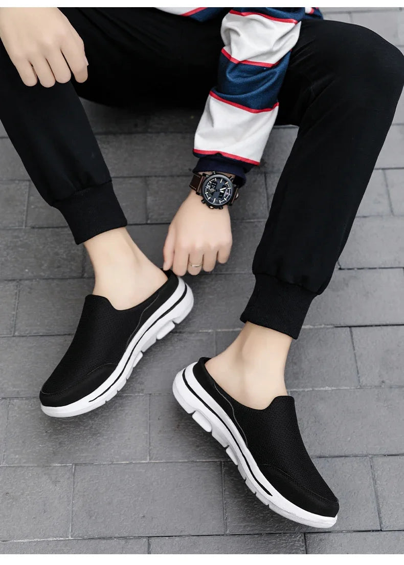 Men Slippers Summer Breathable Home Indoor Slippers Men Thick/Bottom Slides Fashion Couple Walking Shoes Plus Size 39-48