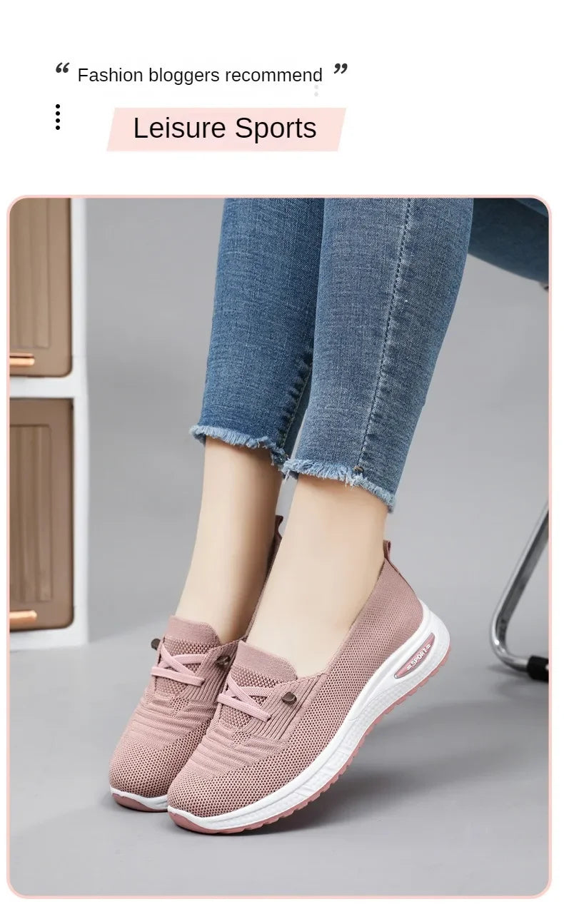 Women's Casual Shoes Fashion Breathable Walking Flat Bottom/Sports Shoes Women's Fitness Large Pink Women's Shoes