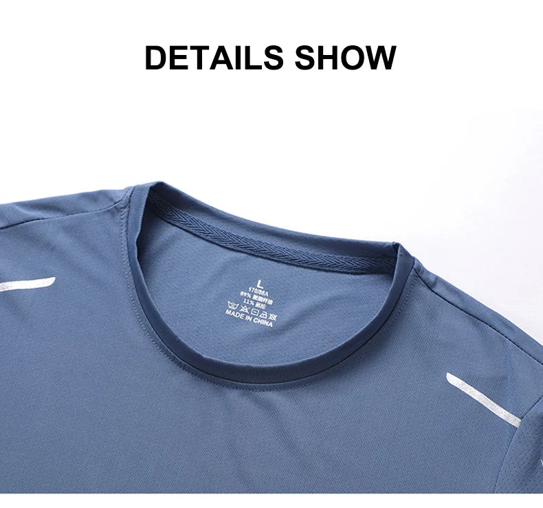 CHRLCK Men's Running Quick Drying T-shirts Breathable Hiking/Fishing Tees Soft Elasticity Outdoor Sports Short Shirt Summer