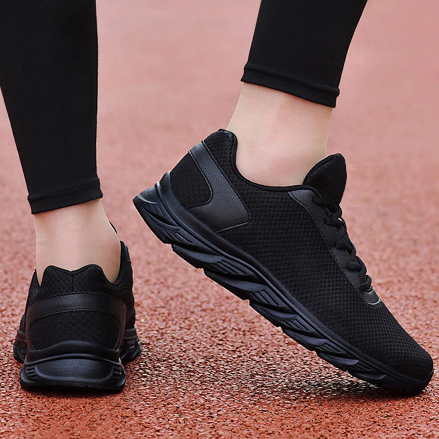 Mens Leather Sneaker Sports Shoes Simple Solid Color Fashion Summer/New Pattern Mesh Breathable Classic Sneaker
