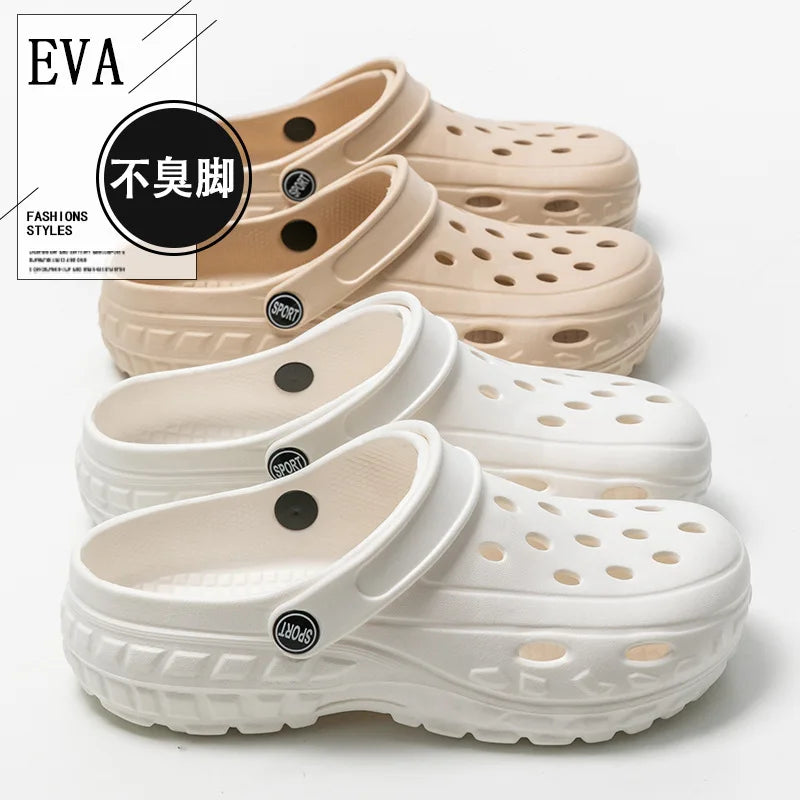 Summer Women Clogs Female Sandals Thick Bottom Home Slides/Soft EVA Dry Wedges Platform Garden Shoes Beach Sandals Home Slippers
