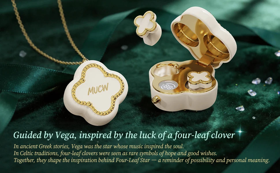 MUCW CO06 Four‑Leaf Clover TWS Wireless Earbuds Bluetooth/V6.0 ENC Call Noise Reduction 3.3g Lightweight In‑Ear Headphones