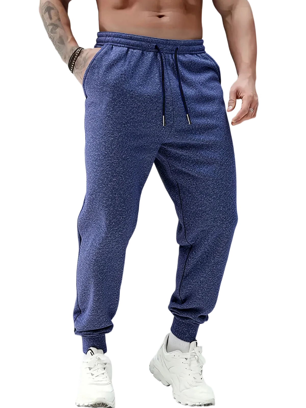 2Pcs In Set Men Fleece Lined Jogger Sweatpants Thick Warm Elastic Waist/Drawstring Tapered Pants Casual Athletic Winter Wear