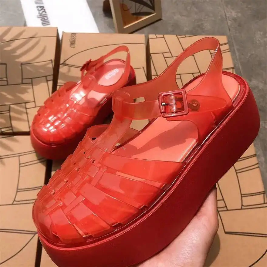 Vintage Women's Thick Sole Casual Jelly Women Anti-Slip/Summer Beach Shoes EVA Material Chunky Platform Sandals