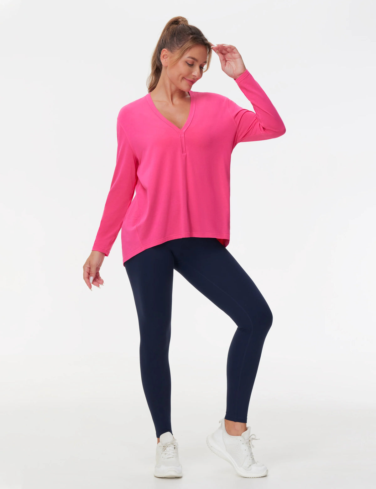 THE GYM PEOPLE Women's Long Sleeve Workout Shirts/Loose Fit V-Neck Running T-Shirts Tops