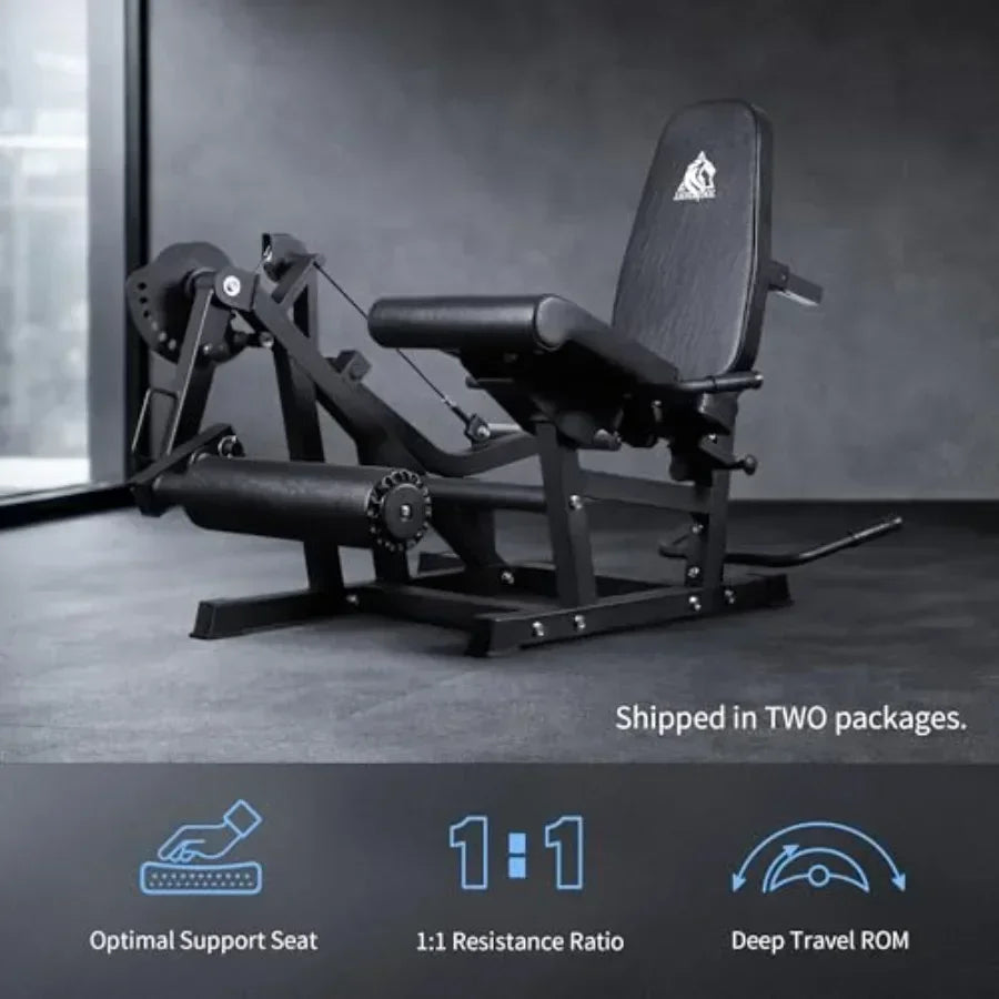 Home gym leg extension and curl machine steel frame black 800lbs capacity/adjustable seated extension and lying curl bench
