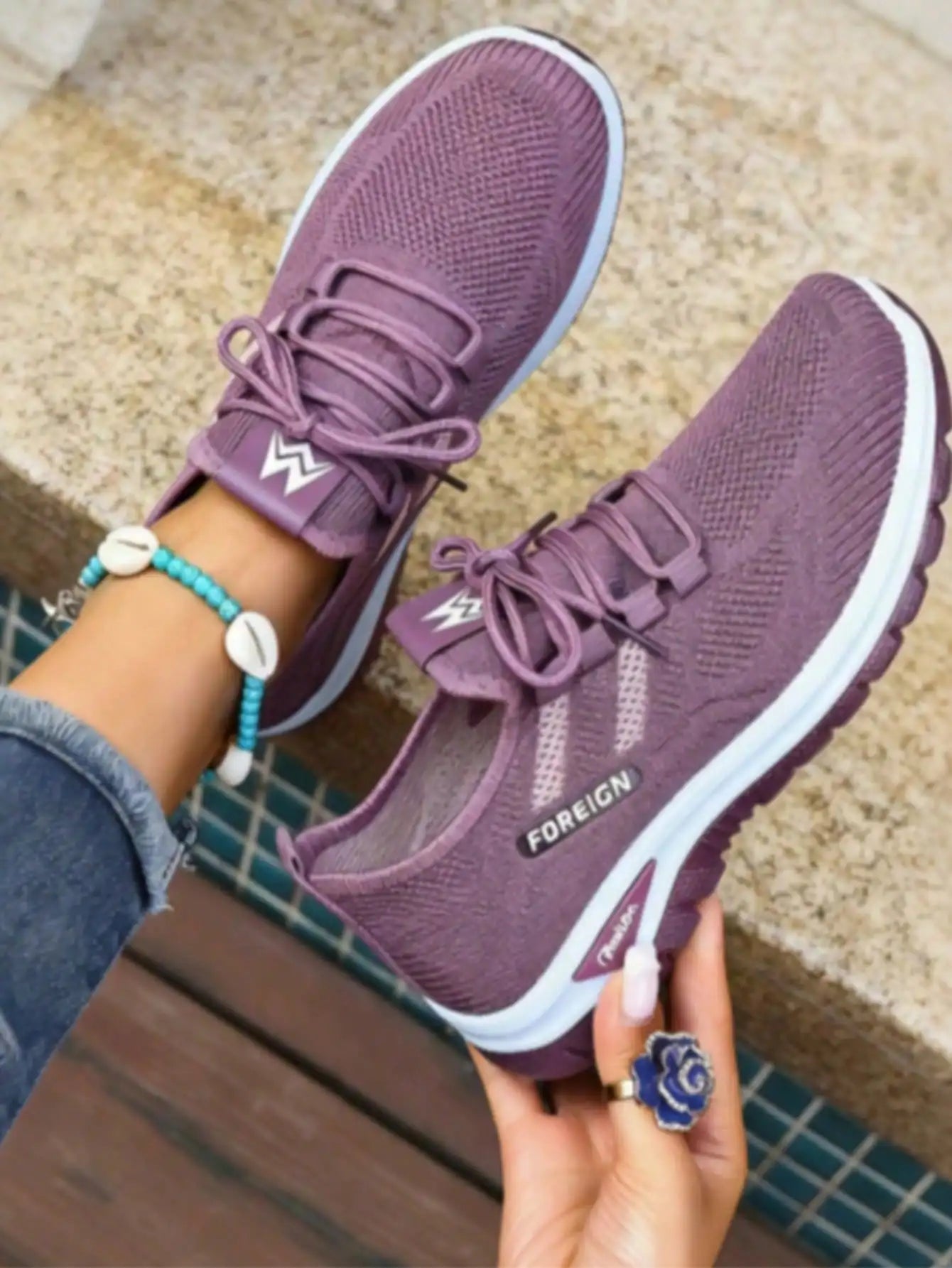 Women Breathable Knit Air Cushion Platform Walking Sneakers/Lace Up Lightweight Non Slip Wedge Casual Shoes Shock Absorbing
