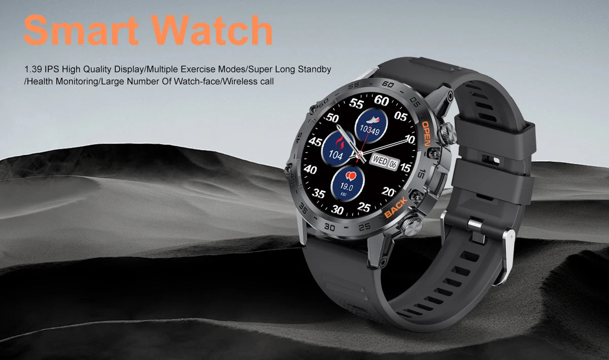 LIGE Smartwtach For Men Bluetooth Calling Waterproof Watches Health Monitoring/400mAh Outdoor Sport Smartwatch Man