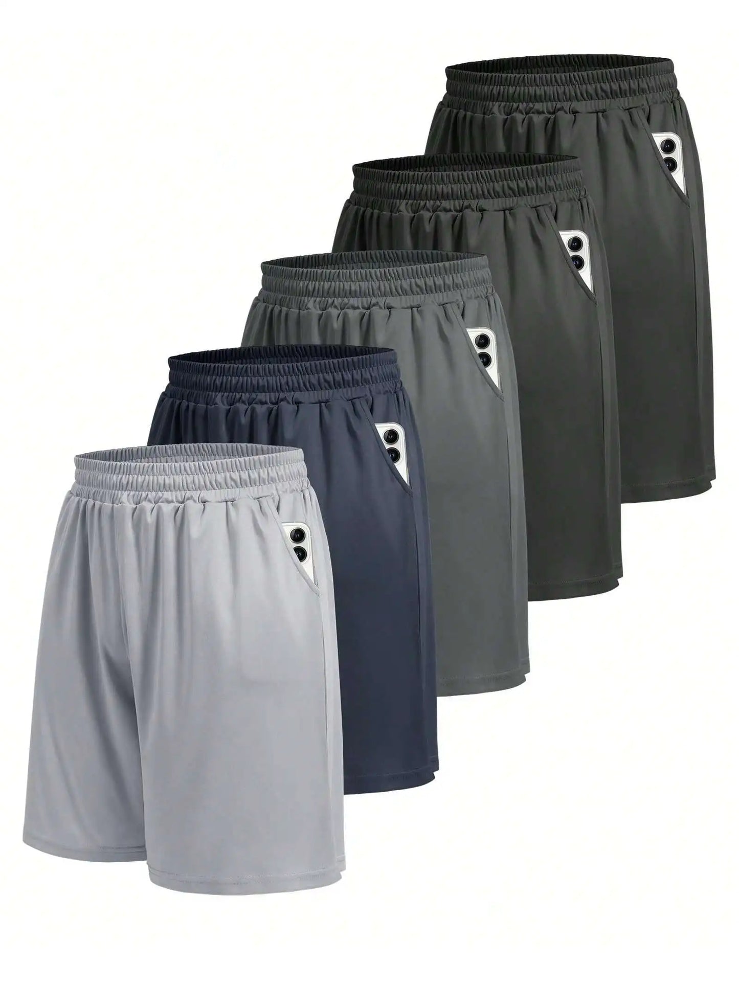 5 Pack Men's Athletic Shorts With Deep Pockets/Quick Dry Gym Running Basketball Casual