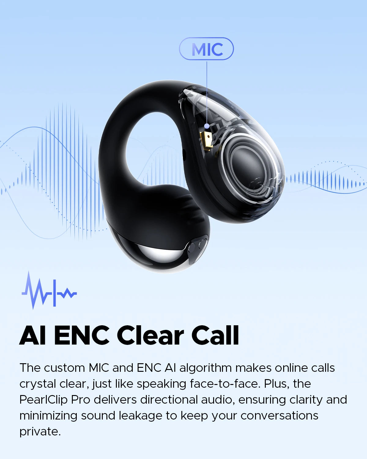 SoundPEATS PearlClip Pro Bluetooth 5.4 Opean-Ear Earbuds/Wireless Earphones Multipoint Connection Clip on Headphones