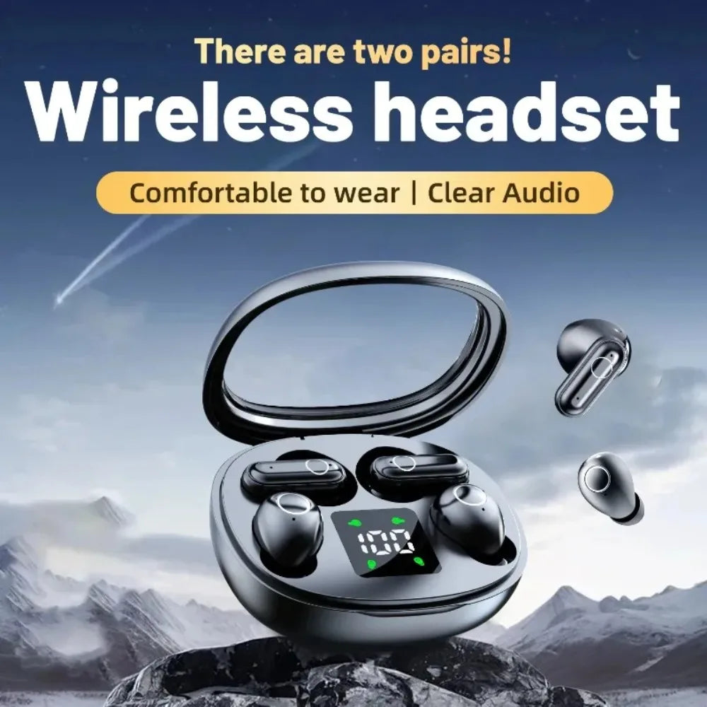 New Dual Wireless Bluetooth Earphones, HiFi Sound Low Latency/Noise Reduction Earbuds for iPhone Android