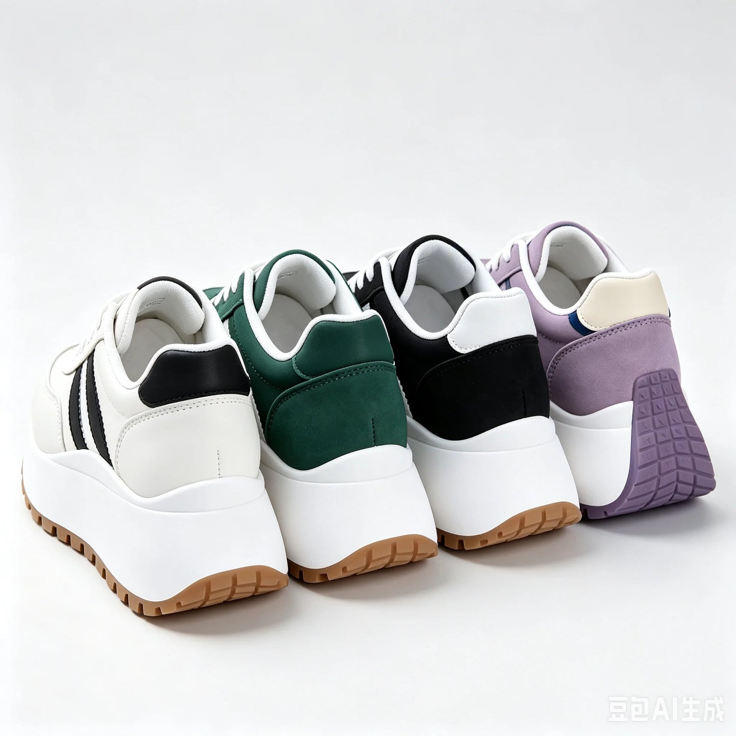 Women's Lace Up Platform Casual Sneakers Soft Synthetic Leather/Upper Non-Slip Rubber Sole Retro Walking Shoes
