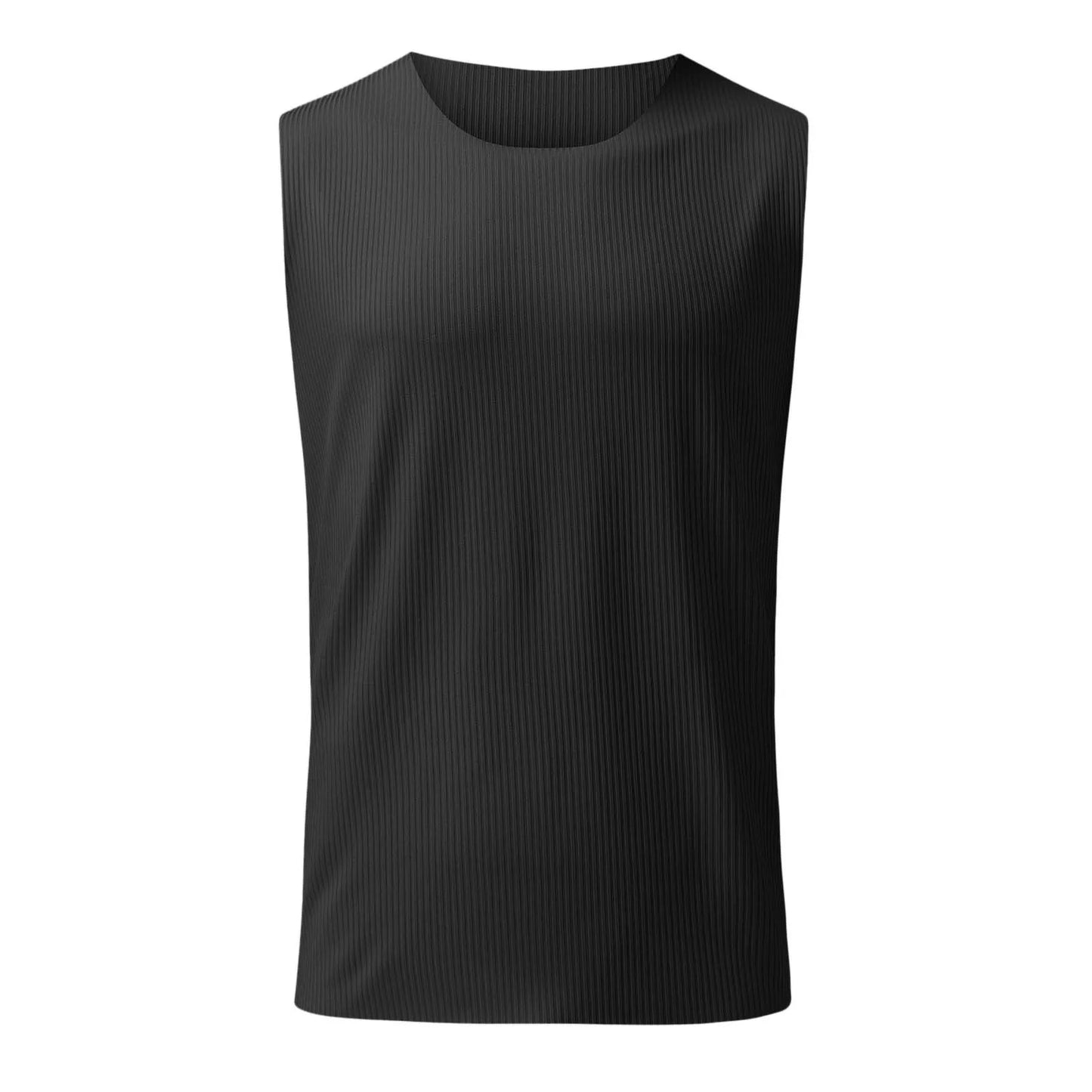 Men Tank Top Shorts Set Solid Black/Sleeveless Shirts Gym Bottoms Male Tracksuit