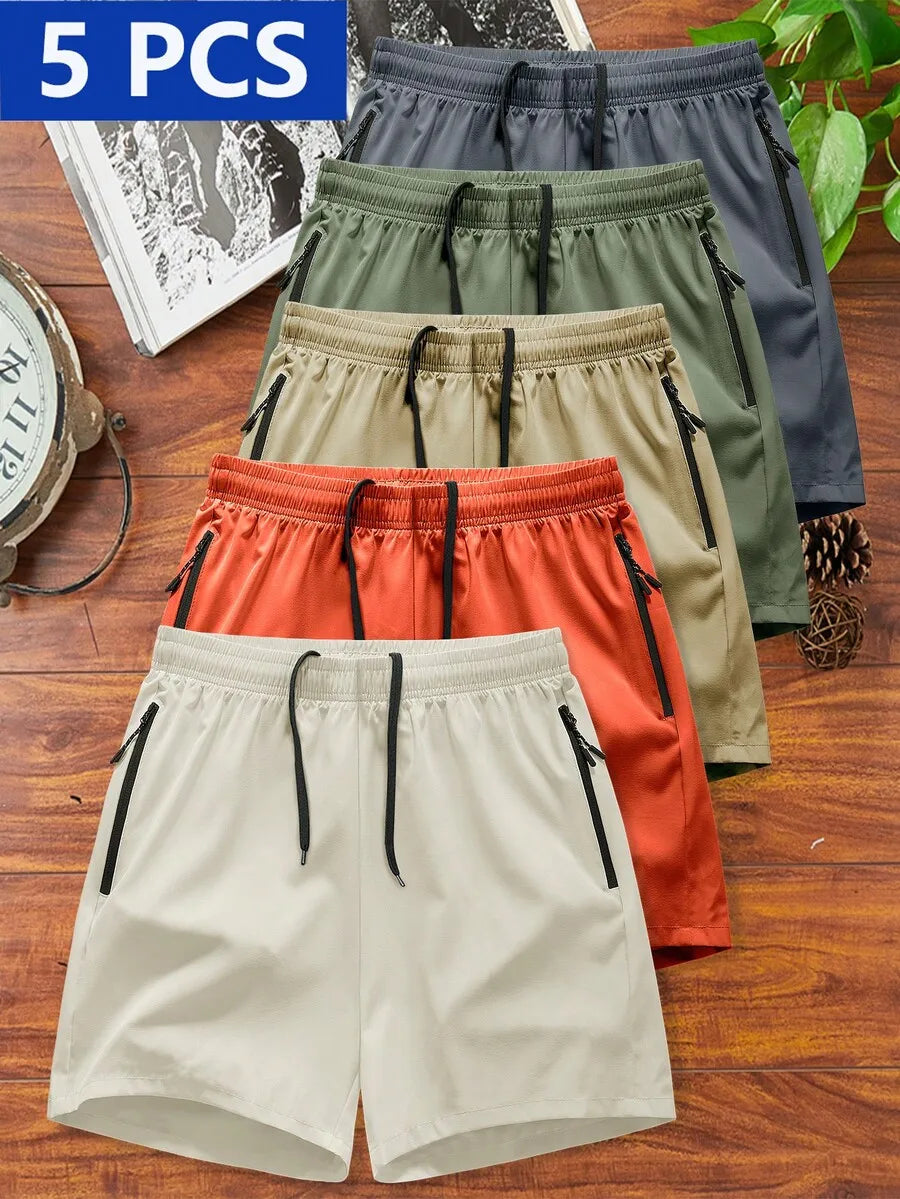 Manfinity Homme 5pcs/Set Men's Spring Summer Sports Shorts Casual Shorts