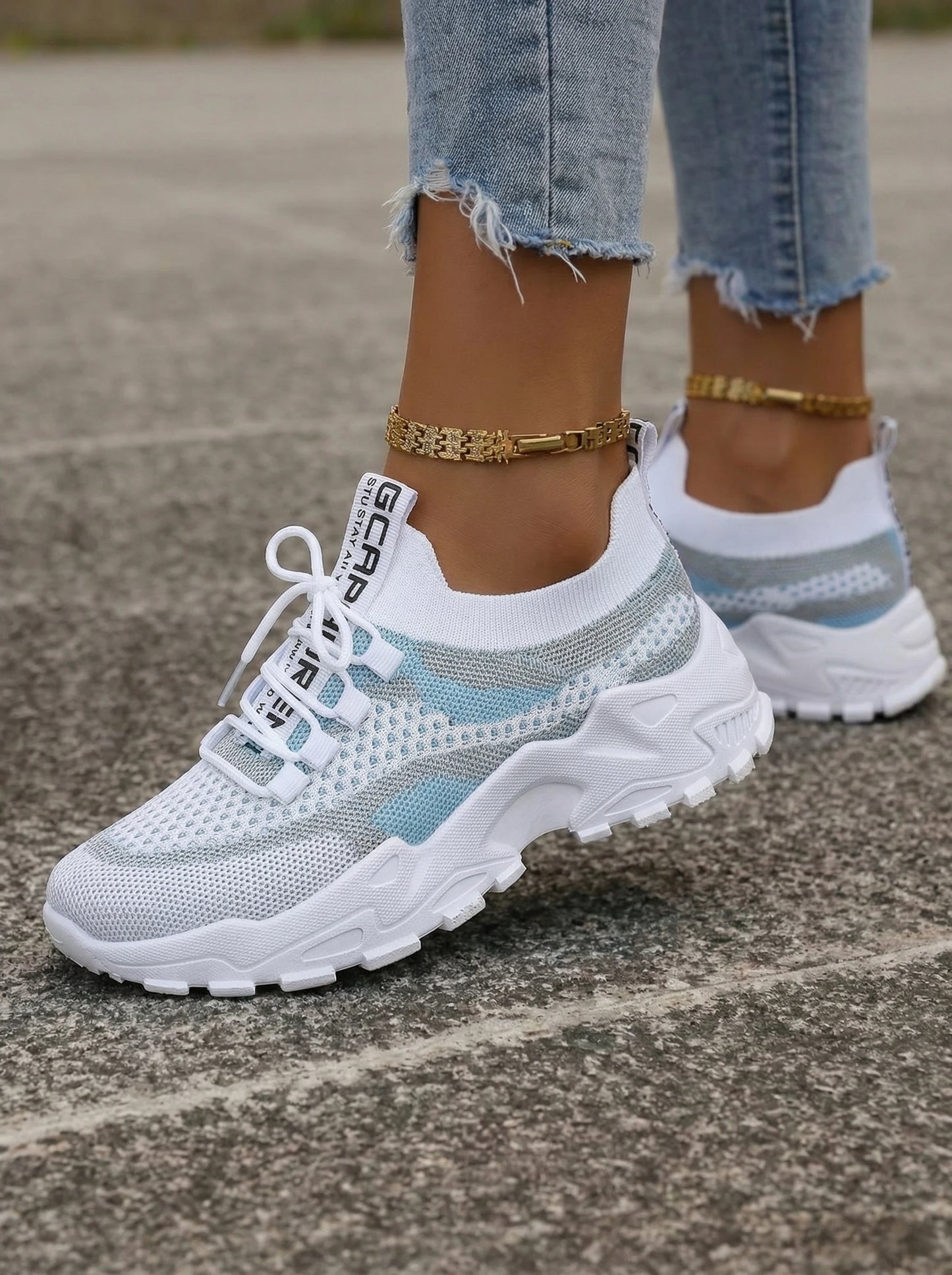 Breathable Mesh Chunky Platform Sneakers Women Lightweight/Casual Shoes Lace Up Non-slip Shoes For Streetwear