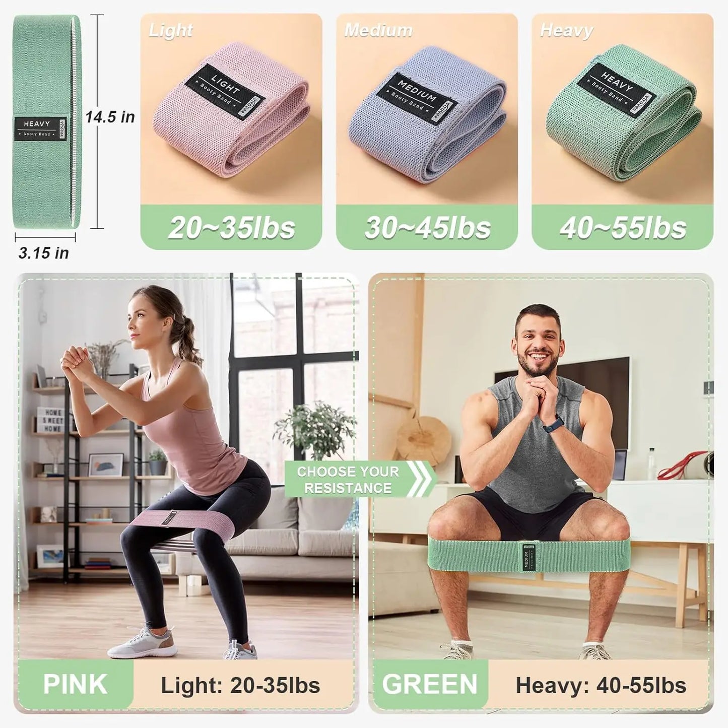 Resistance Bands Set for Full Body Workout/Exercise Bands for Legs and Butt Yoga Pilates Fitness Equipment