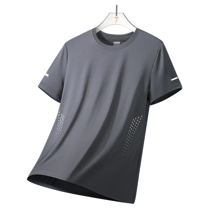 CHRLCK Men's Running Quick Drying T-shirts Breathable Hiking/Fishing Tees Soft Elasticity Outdoor Sports Short Shirt Summer