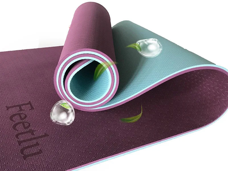 Yoga Mat with Strap 10mm & 12mm Thick Yoga Mat Non-Skid Dual Surface/Workout Mat Eco-Friendly POE Yoga Mats