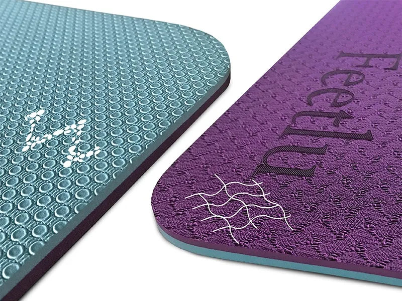 Yoga Mat with Strap 10mm & 12mm Thick Yoga Mat Non-Skid Dual Surface/Workout Mat Eco-Friendly POE Yoga Mats