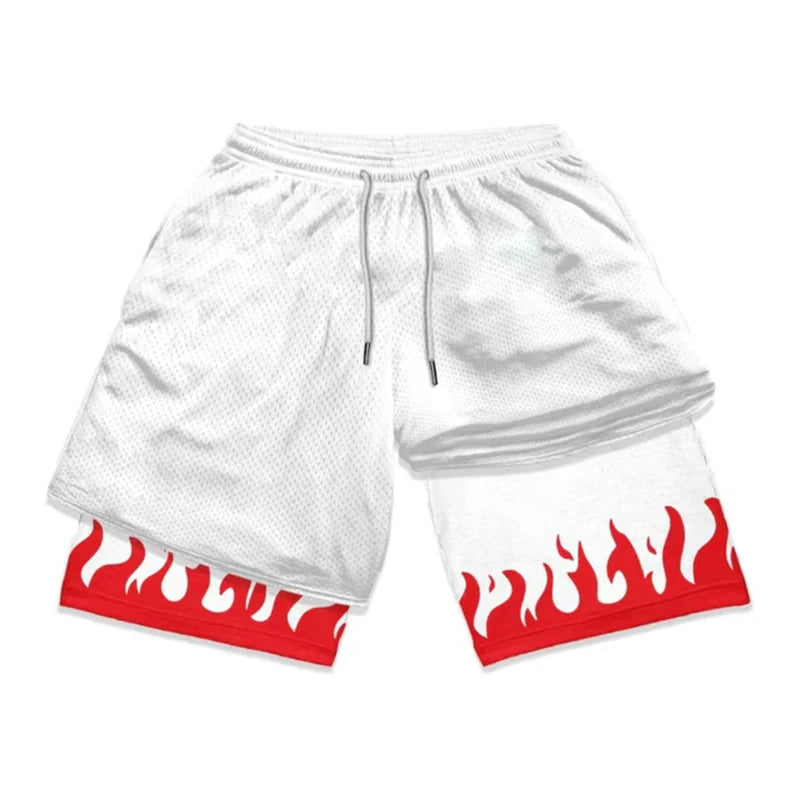 Stylish 2 in 1 Workout Running Shorts for Men Gym Athletic/Quick Dry Shorts with Liner Summer Casual Print Shorts with Pockets