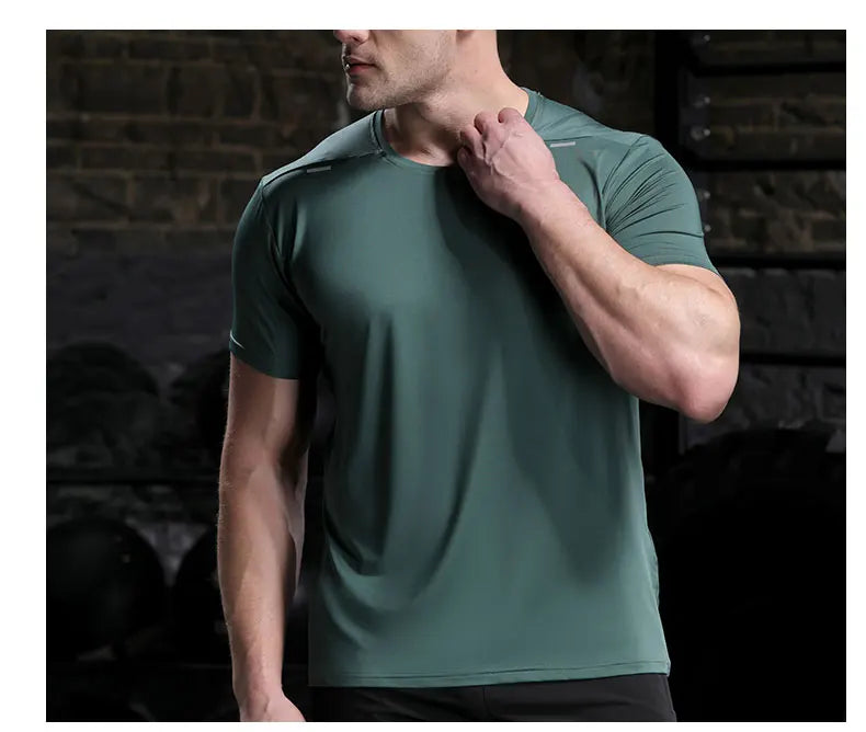 Men's Summer Loose Breathable Short Sleeve Outdoor Cycling/Quick Dry Top Running Tracksuits Fitness T-shirts Muscle Tights