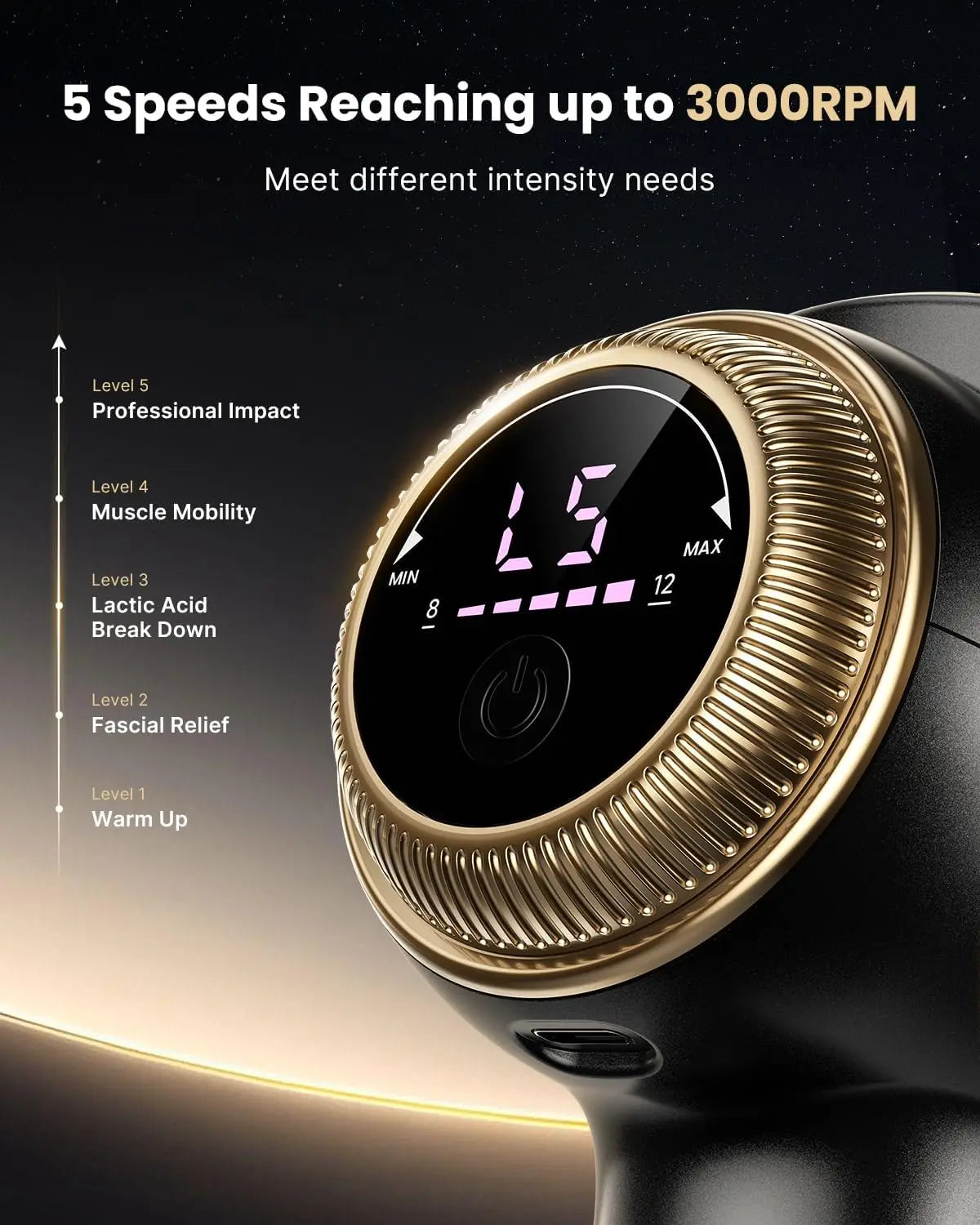 Massage Gun with 8-12mm Adjustable Amplitude/Mini Thermal Massage Gun with Heat