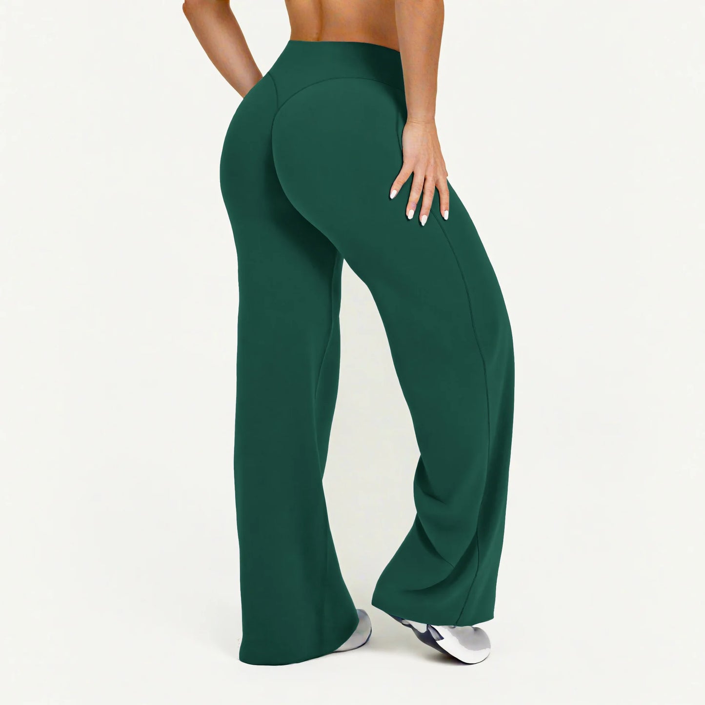 NCLAGEN Soft Motion Straight Leg Bottoms Women's Mid-Waist Yoga Pants/GYM Leggings Naked Feel Pilates Running Sports Trousers