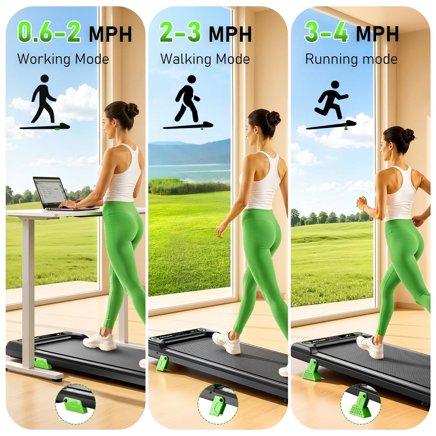 Akluer Walking Pad, Under Desk Treadmill with Incline for Home Office/2.5HP Portable Walking Treadmill with 300 Lbs Weight Capacity