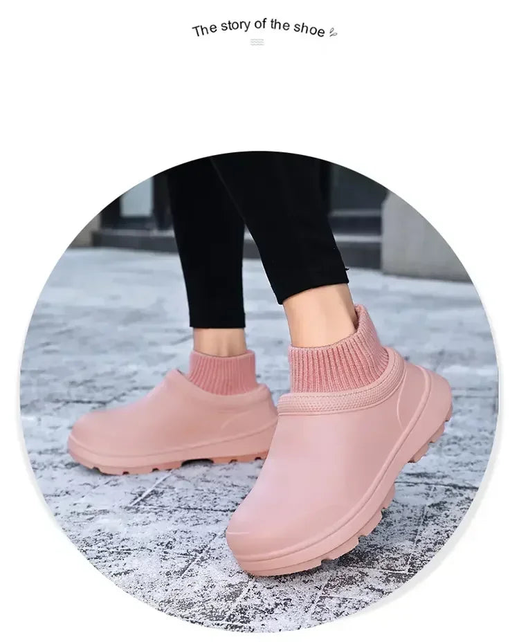 Winter Warm Kitchen Non-slip Waterproof Restaurant Working Shoes/Eva Chef Cotton Slippers Size 36-47