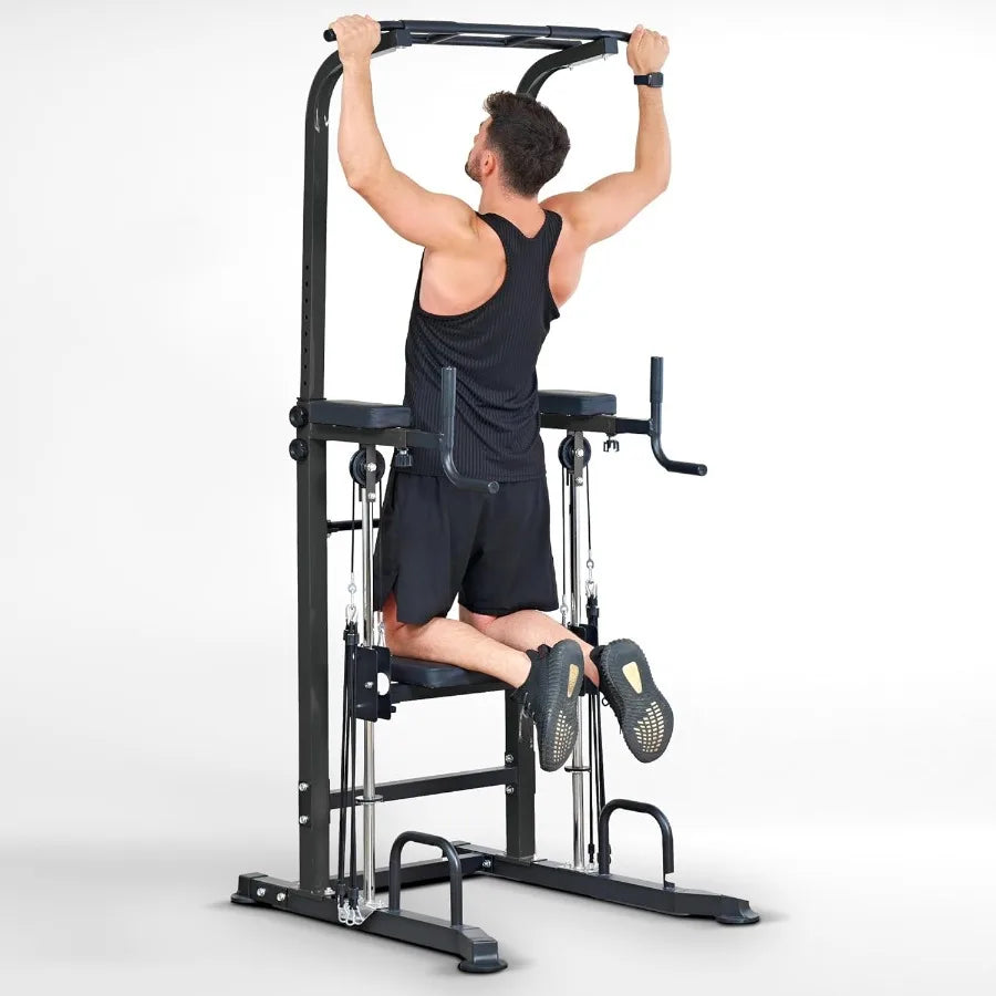 Power Tower Dip Station Pull Up Bar Exercise Tower Free Standing Pull Up Bars/For Home Gym Strength Training Workout Equipment