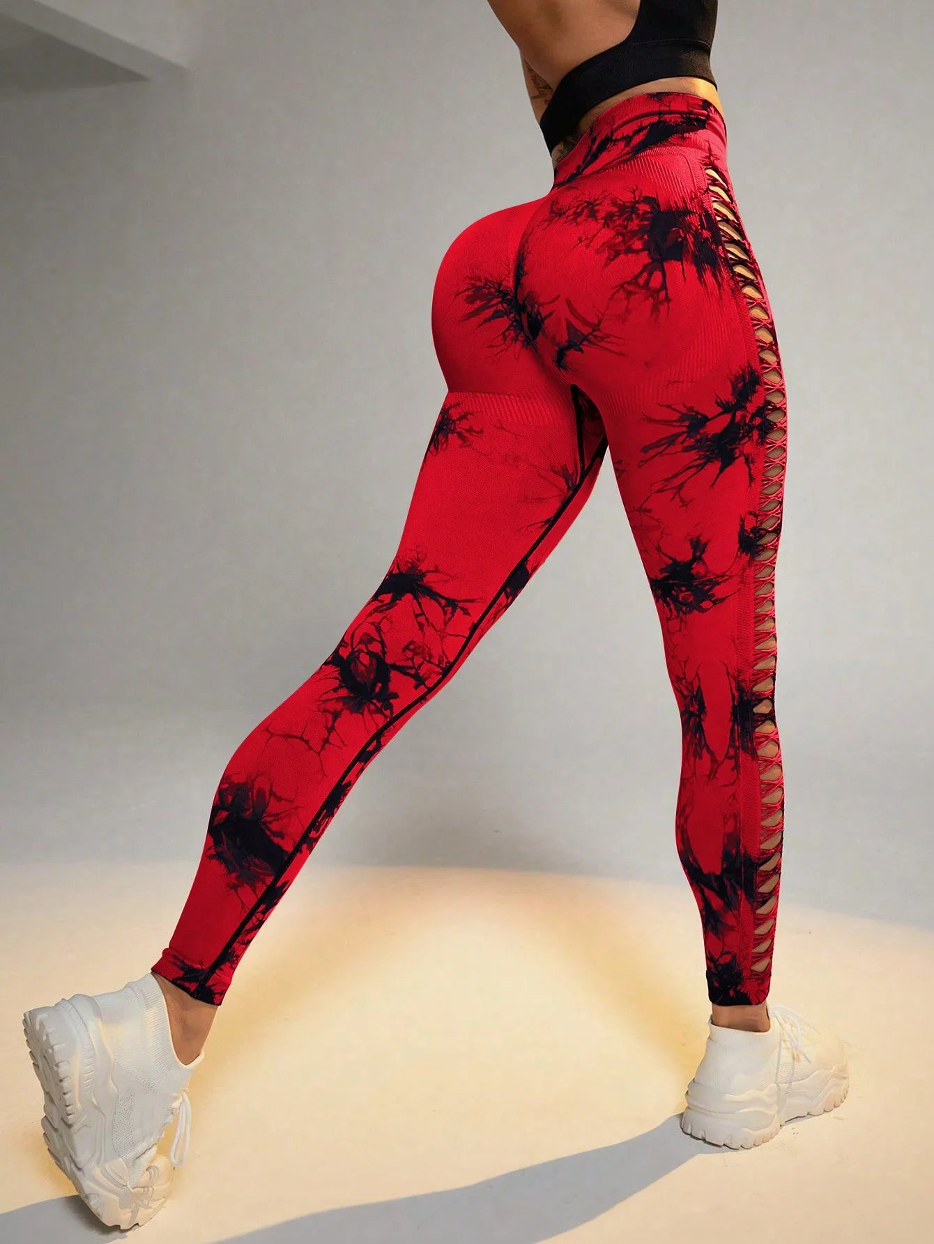 Tie Dye Seamless Leggings for Women High Waist Yoga Pants/Scrunch Butt Lifting Elastic Tights Side mesh design