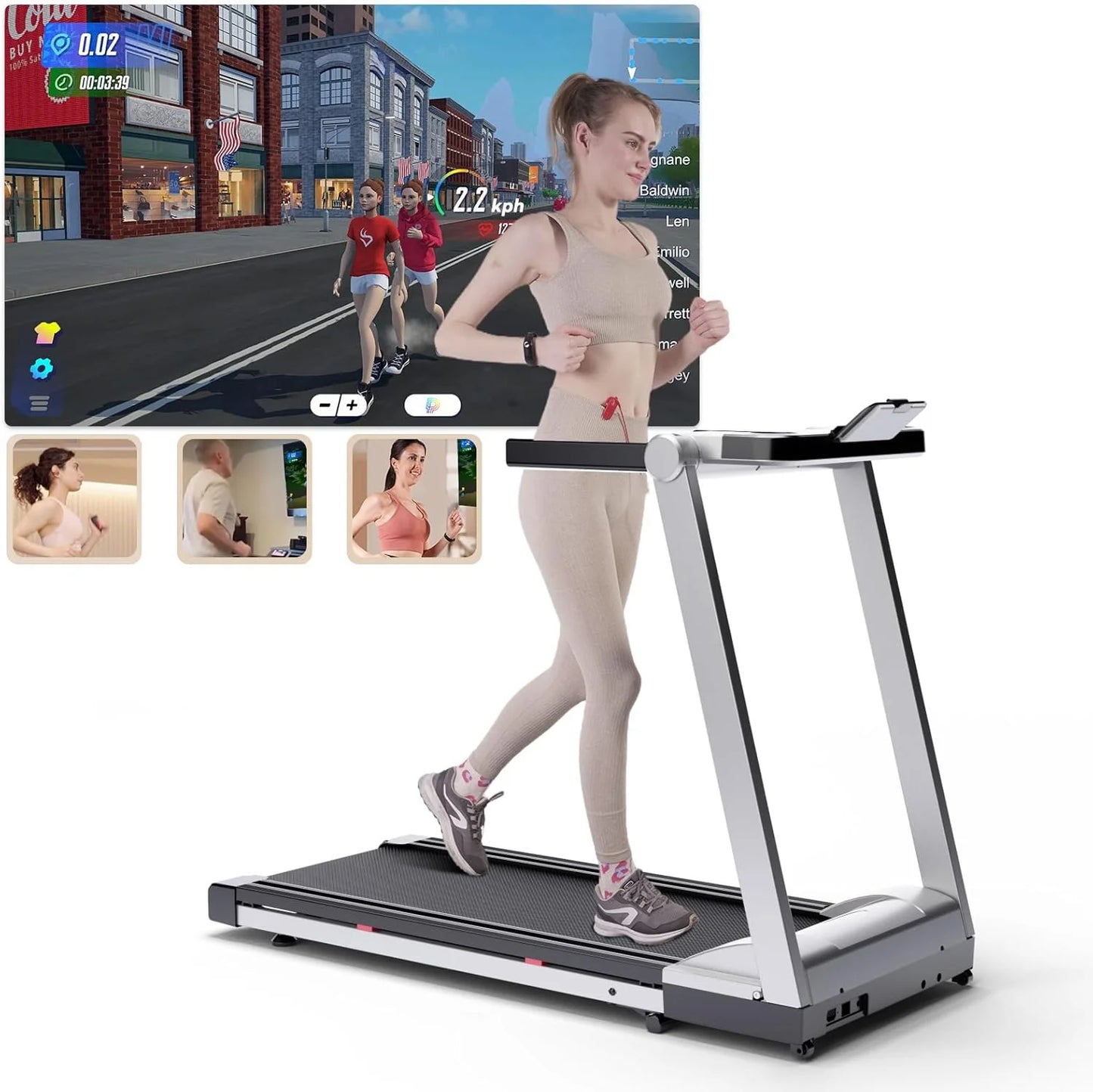 3.5HP Foldable Treadmill 350lbs Adjustable 6% Incline Walking pad/for Home/Office LCD APP Data Treadmills 10MPH Exercise Machine