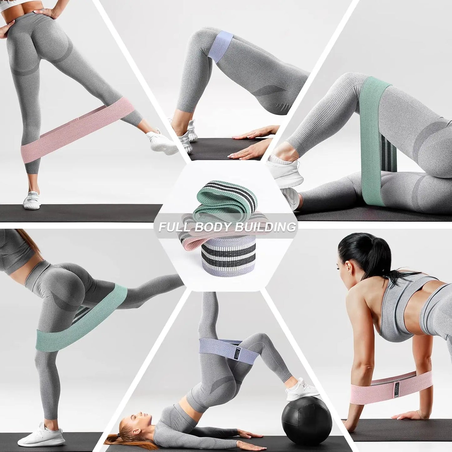 Resistance Bands Set for Full Body Workout/Exercise Bands for Legs and Butt Yoga Pilates Fitness Equipment