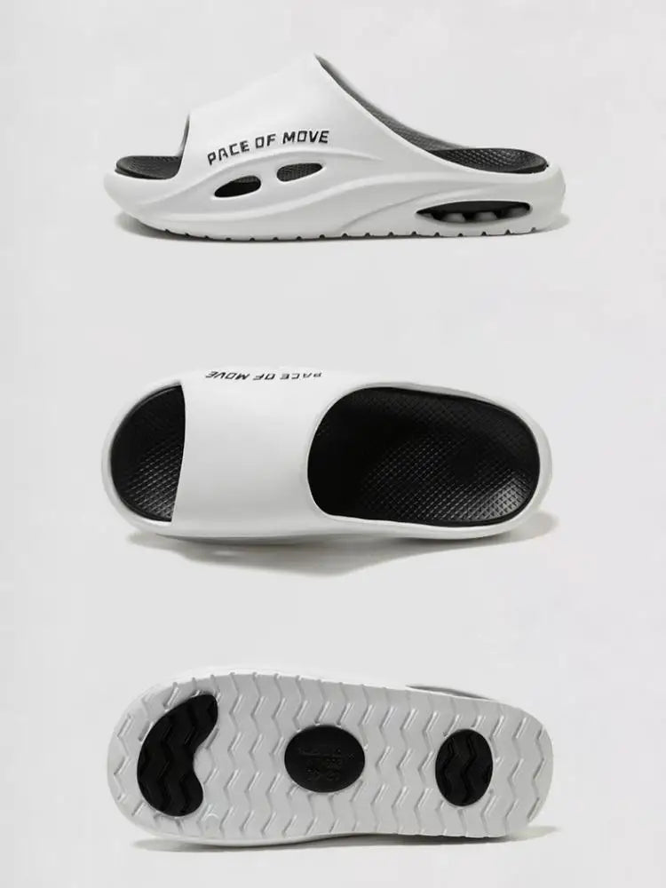 Platform Slides for Men, Letter Graphic Cutout EVA Sport Slippers/Breathable Daily Walking Beach Sandals