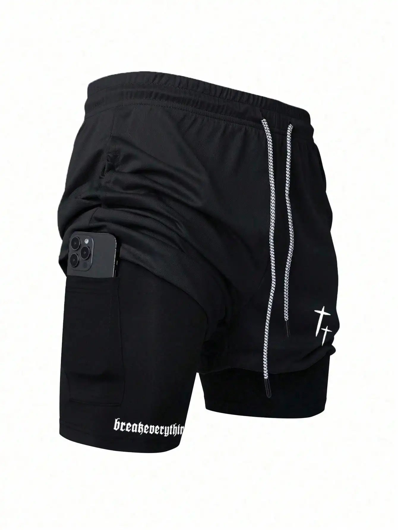 Men's 2 In 1 Sport Shorts With Drawstring Waist/And Phone Pocket Athletic Gym Workout Shorts