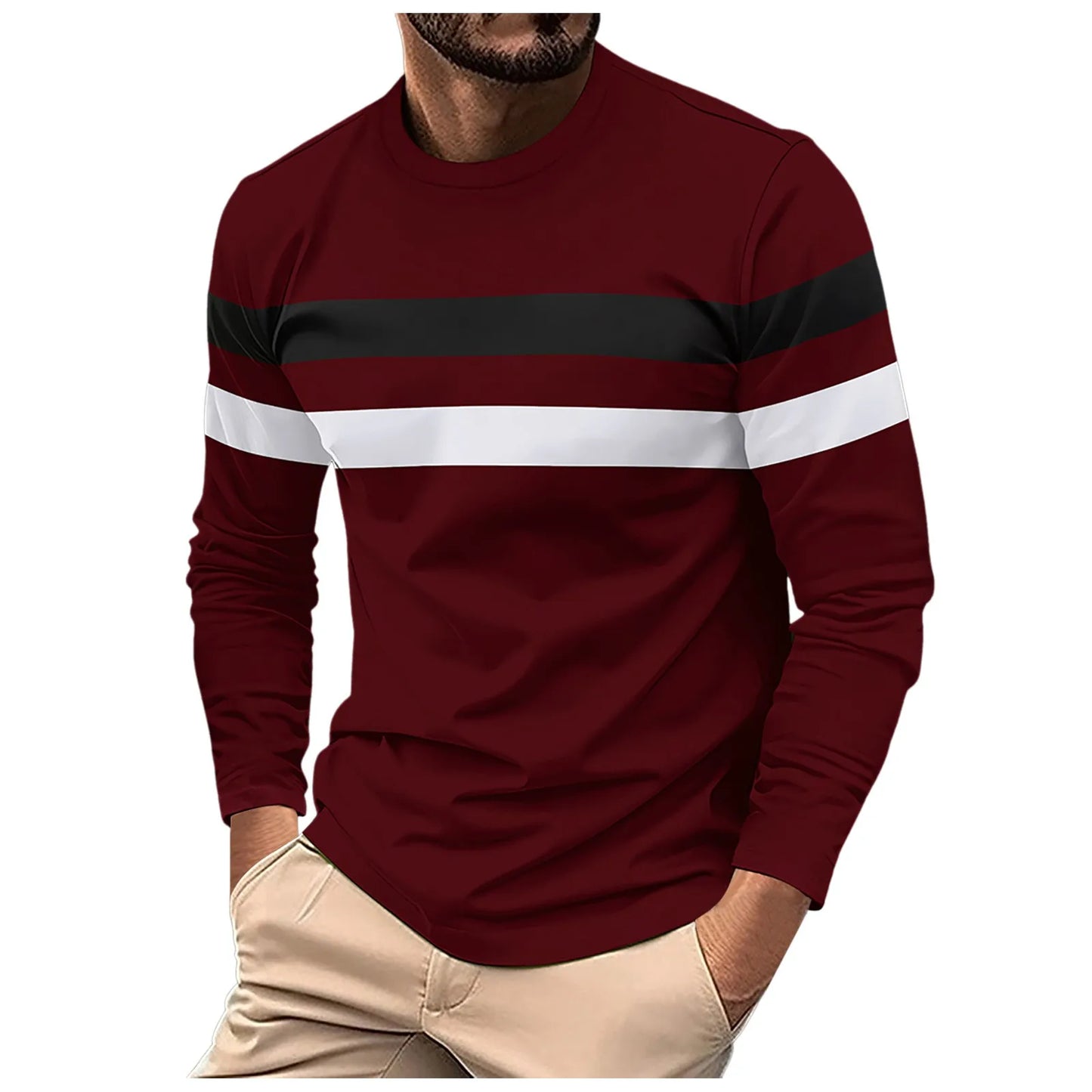 Lightweight Long Sleeve T Shirt For Men Fashion Casual Comfortable Tops/Color Matching Men's Sweatshirt Autumn New Pullover