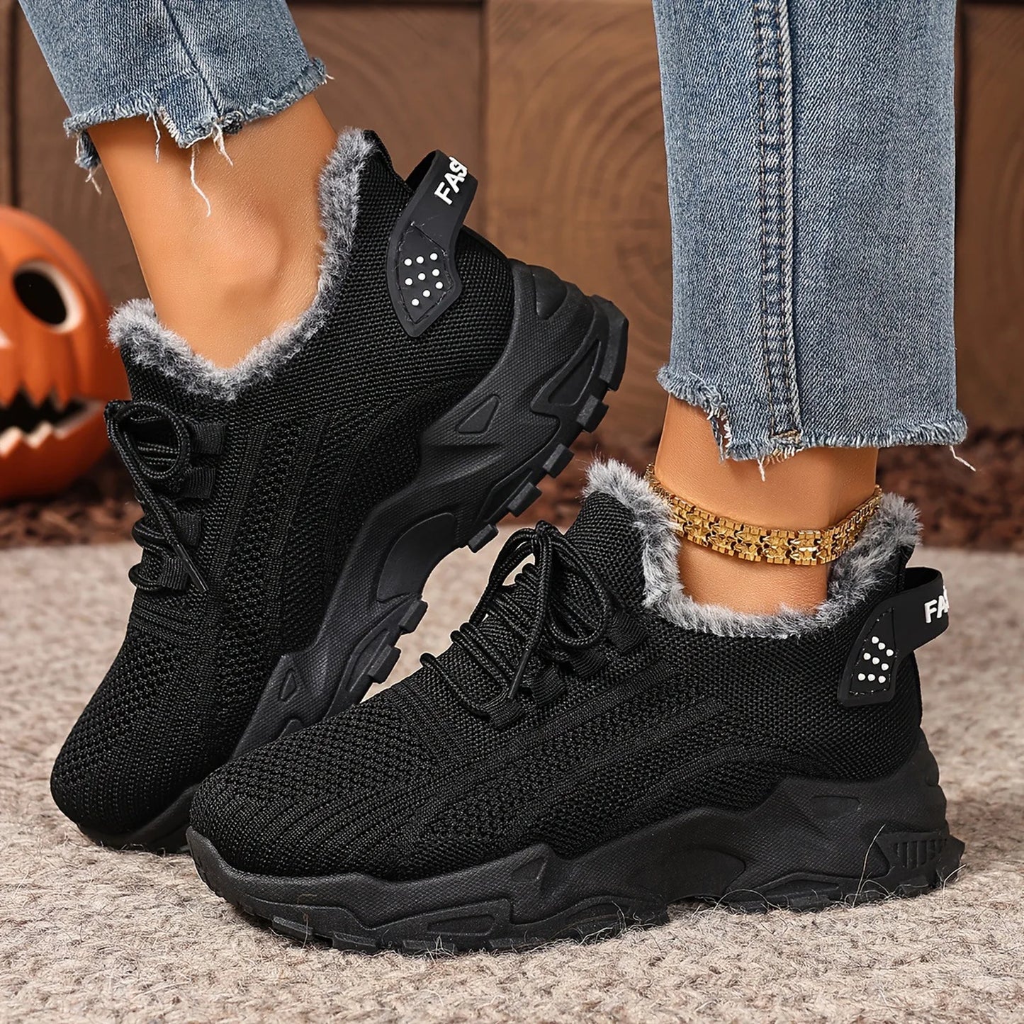 Sneakers Women's Winter Warm Sports Shoes Non Slip Soles/Suitable for Cold Weather Outdoor Walking Sports Shoes Ladies Sneakers